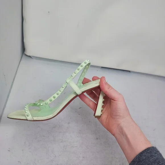 CHRISTIAN Rosa Condorapik Spikes Mint Green Slingback Sandal